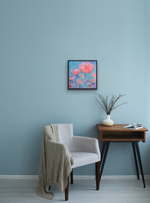 Load image into Gallery viewer, Painting shown by a reading chair and side table on a blue wall
