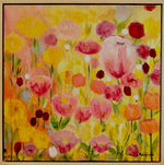 Load image into Gallery viewer, Colorful floral painting with pink, yellow, and red flowers.
