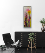 Load image into Gallery viewer, This original painting reflects the heartbeat of love. Botanicals reaching for the sky! Created for narrow spaces that are looking for a spark of joy displayed in a casual work setting

