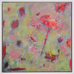 Load image into Gallery viewer, Delightfully fun and abstract, orange fantasy flowers float up.
