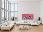 Load image into Gallery viewer, Ode to Joy I and II over a white sofa in a modern condo.
