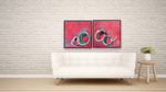 Load image into Gallery viewer, Ode to Joy I and II over a stylish white sofa.
