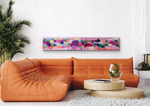 Load image into Gallery viewer, Two paintings (shown as a Diptych) above an orange sofa.
